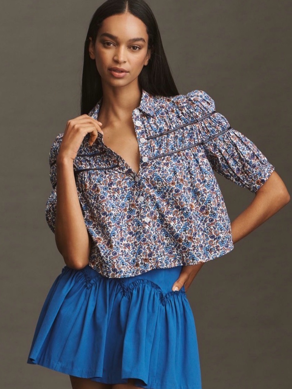 NWT Anthro Maeve Shirred Blouse